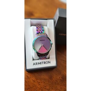 Armitron Rainbow IP Plated Watch 33mm Iridescent Dial Water Resistant Analog